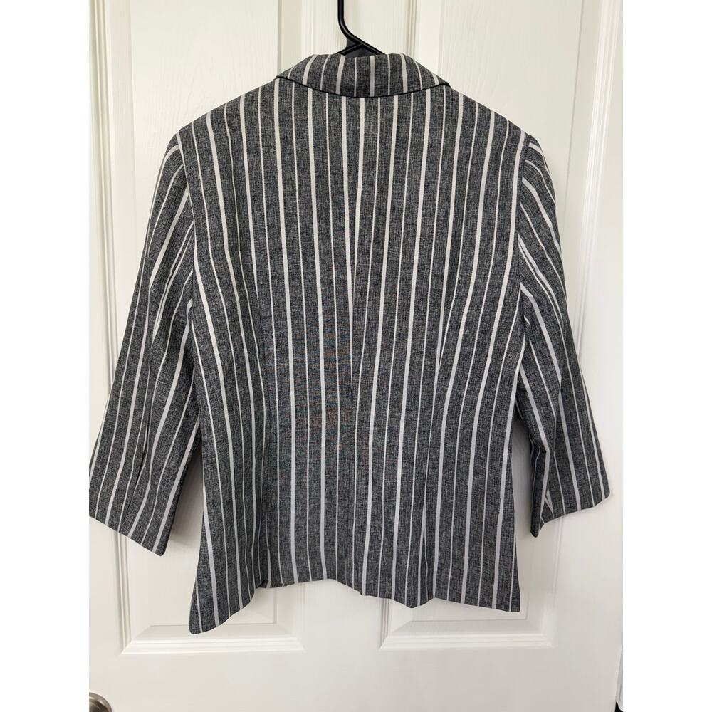 Allegra K S Casual Striped Blazer Lined Thin Gray White 3/4 Sleeve NWOT $34.99 - Picture 5 of 7